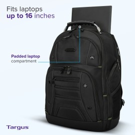 Targus Drifter Essentials Laptop Backpack, Travel Backpack for Laptops up to 16" Backpack for Men & Women, College Back Pack Bookbag or Work Backpack, School Bag Travel Backpack Black(TBB63805GL)