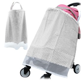 Large Nursing Cover, Breathable Breastfeeding Cover, Soft Breastfeeding Cover for Full Privacy Breastfeeding Protection, Pram Net Cover for Push Chair (Style G)