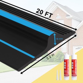 DGSL 20FT Universal Garage Door Bottom Threshold Seal Strip with Adhesives, Weatherproof Rubber DIY Weather Stripping Replacement for Garage Door, Black