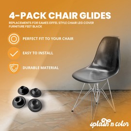SplashNColor 16-Pack Chair Glides for Eames Eiffel Style Chairs, Durable Replacement Furniture Feet Easy to Install, Protects Floors from Scratches and Damage for Home and Office Use, Made in USA