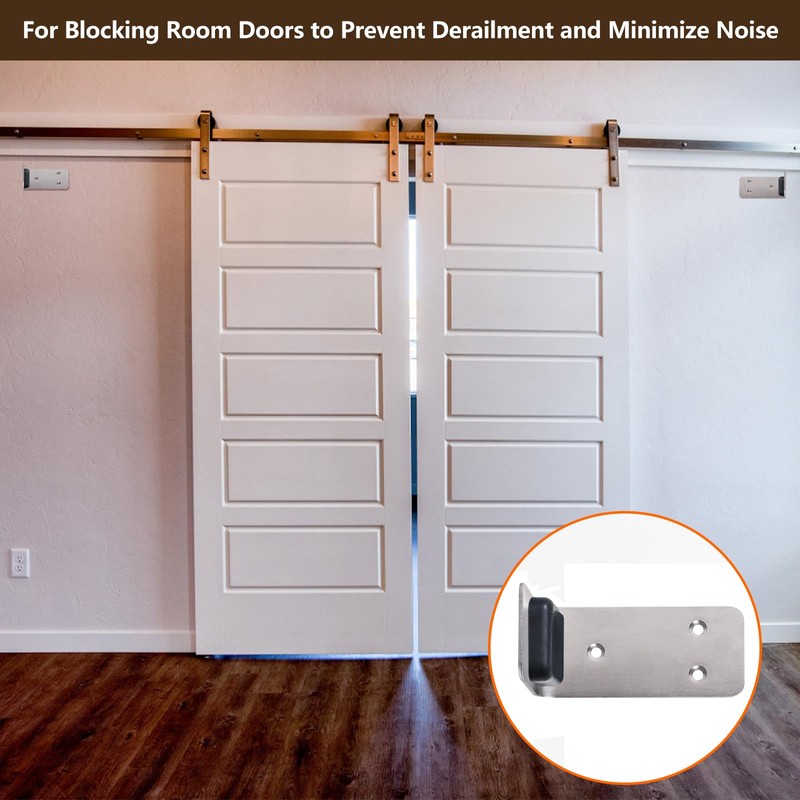 90° Stainless Steel Sliding Door Hardware Door Stop,2pcs Sliding Barn