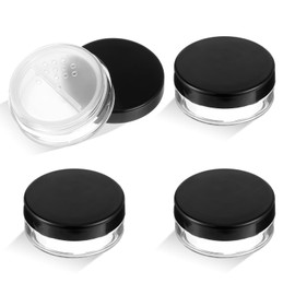 4 Pack 10ml/0.34oz Refillable Loose Powder Container Empty Makeup Powder Travel Container Case Reusable Plastic Cosmetic Compact Containers with Rotatable Sifter