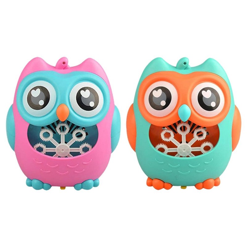 Bubble Machine for Kids Cartoon Owl 8 Holes Automatic Bubble