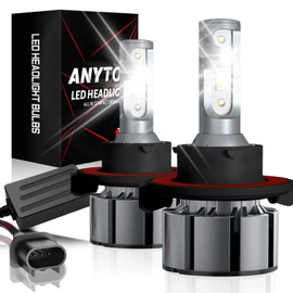 ANYTOP H13 9008 Led Bombillas para Delanteros Faros,160W 24000LM 6500K 600% Brillo Kit de Conversión,Luz Alta Y Baja,Luces Antiniebla 2 Unidades