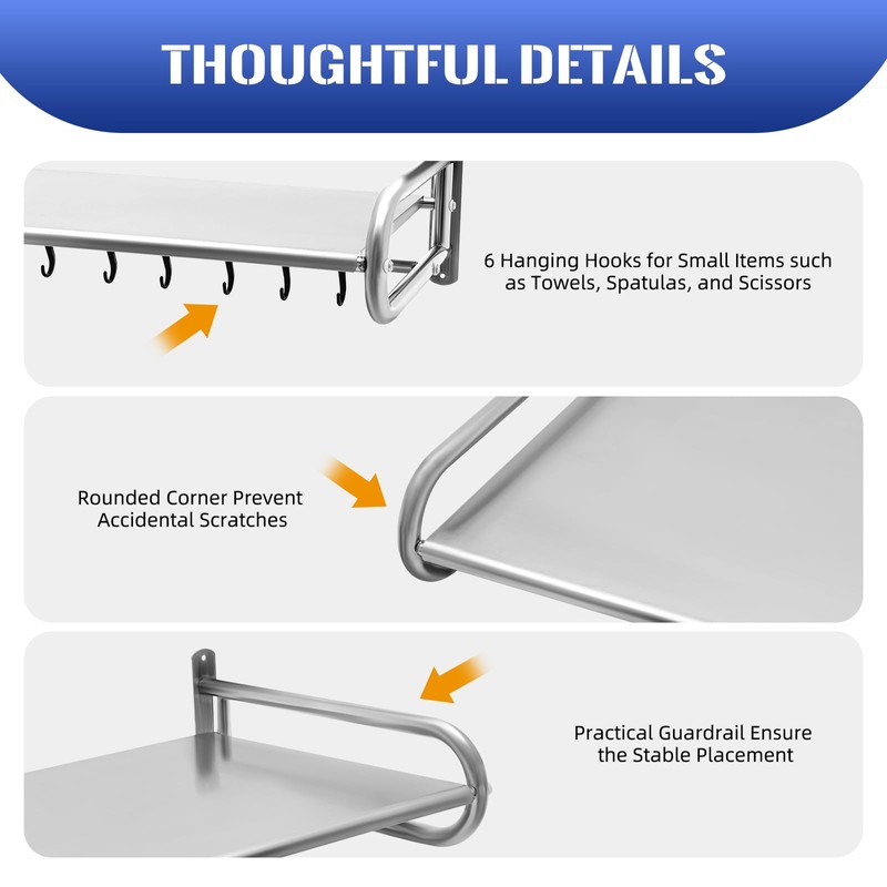 LIAPDG Microwave Shelf Wall Mount, Stainless Steel Microwave Shelf Wall