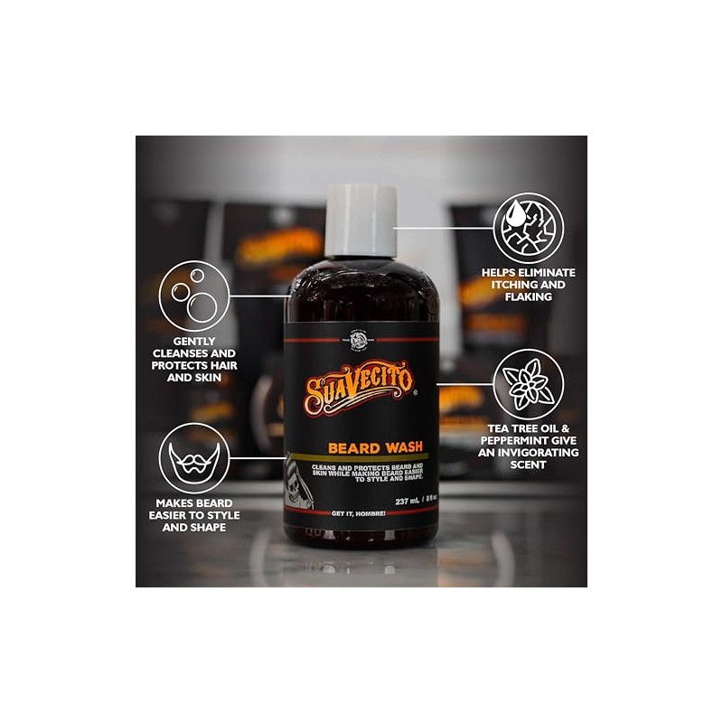 Suavecito Beard Wash. Cleansing and Styling Beard Face Wash For
