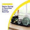 Space-Saving 3-Piece Dish Drainer Rack Set with Cutlery Holder -