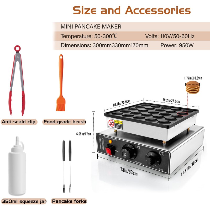 GDDGHS Mini Pancake Maker Machine, 25PCS Mini Dutch Pancake Baker