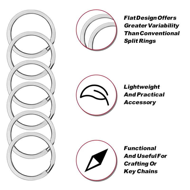 Rainspire 1 Inch/25mm Heavy Duty Key Rings, Stainless Steel Key