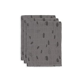 Jollein 536-848-65347 Hydrophilic Face Cloths Hydrophilic Spot Storm Grey Pack of 3, Grey, 35 g