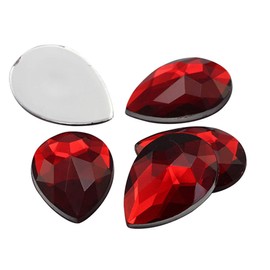 Allstarco 18x13mm Flat Back Teardrop Acrylic Rhinestones Plastic Gems for Jewelry Making Costume Jewels Cosplay Card Making Embelishments Crafts - 30 Pieces (Red Ruby H103)