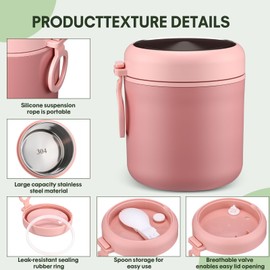 Reallnaive 6 Pack Insulated Food Jars with Spoon Stainless Steel Thermos 18 Oz Vacuum Soup Thermos for Hot and Cold Food Wide Mouth Lunch Meal Carrier Container for School Office Picnic