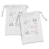 Lunarable Kitten Fabric Pouch Set of 2, Many Faced Bunch