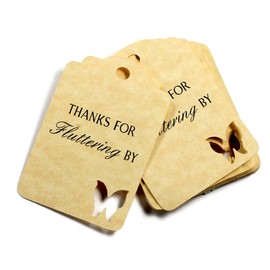 Butterfly Thank You Tags - Thanks for Fluttering By - 12pc (Antique Gold)