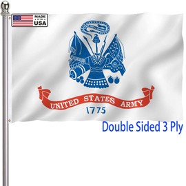 US Army Flag 3x5 Outdoor Double Sided 3 Ply- United States 1775 Army Flags-Vivid Color Clear Pattern Reinforcement Sewing Durable Polyester with 2 Brass Grommets