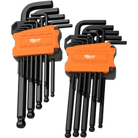 Mutt Tools 26pc Ball End Hex Key Set - Complete Metric & SAE Allen Wrench Set with Long Arm Design - Professional Grade Hex Wrenches for Mechanics, HVAC & Bike Repair