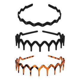 3 Pack Zig Zag Headbands Sharks Tooth Hair Comb Headband Wavy Shape Headband with Teeth Hair Band Hair Hoop Accessory Plastic Headbands for Women Men