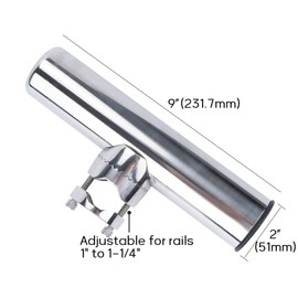 Fishing Rod Holders for Boat, 2 Pack Stainless Steel Rail Mount Rod Holders Clamp on 1" to 1-1/4" Rail for Fishing Boats, Kayaks, Canoes, and Other watercraft.