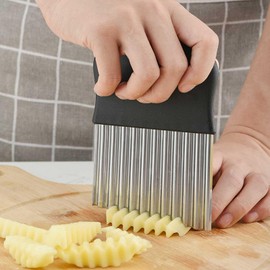 Plastic Stainless Steel Potato Vegetable Slicer, Potato Wavy Blade Chip Crinkle Cut Slicer, Vegetable Fruit Chopper, Kitchen Aid Cutting Tool