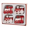 Set of 4 Red & White Wooden Train Christmas Decorations