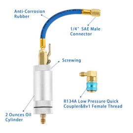 Aupoko R134A Compressor Oil Dye Injector, 1/4" SAE Male and Female Oz Injection Air Conditioning HVAC Tool, AC R12 R22 Oil and Dye Injector Refrigerant Tools