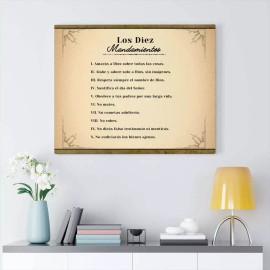 Express Your Love Gifts  Los Diez Mandamientos 10 Commandments Spanish Christian Wall Ar - 30″ × 24″
