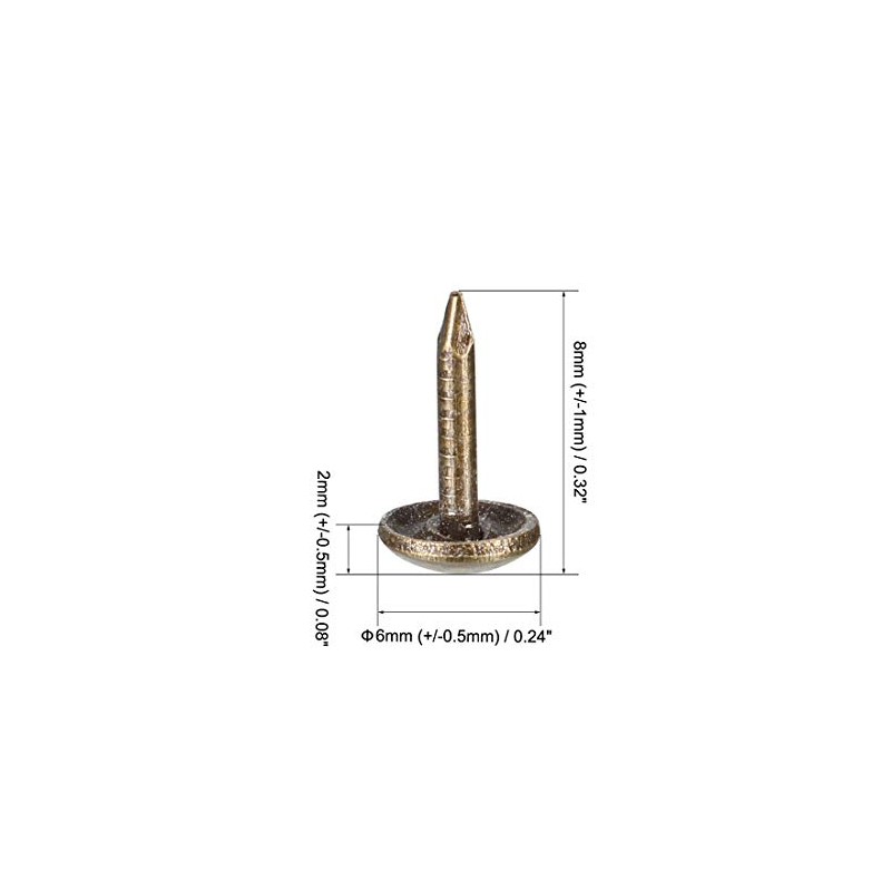 sourcing map Upholstery Nails Tacks 6mm Dia 8mm Height Retro