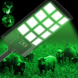 Hog Light for Night Hunting,22000LM Powered Feeder Light(Green) Solar Lights for Hunting Hogs, Coyote, Varmint, Deer, Motion Activated Feeder and Waterproof with Motion Sensor and Remote Control-2PACK
