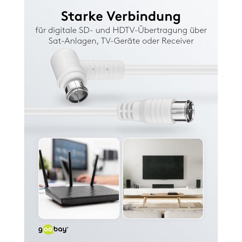 Goobay 67348 SAT Angled Connection Cable F-Quick 100 Percent Shielded