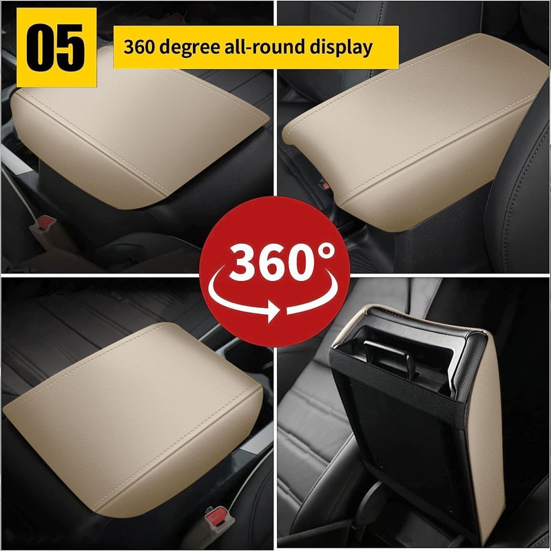 AOMSAZTO Beige Armrest Console Covers for CRV Honda 2017-2022 Leather