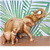 Wood Effect Elephant and Baby Ornament