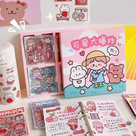 100 Sheets Kawaii Stickers,Korean Stickers,Cute Cartoon Stickers,Transparent Decorative Scrapbook Stickers,Kawaii Stickers Mix for Decorating Diaries,Notepads,Mobile Phones,Laptops