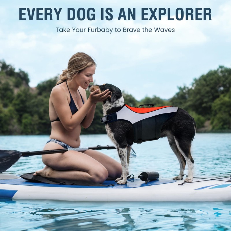 Dog Life Vest for Swimming and Boating - Adjustable Reflective