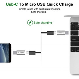 TRANLIKS 5 Pack Micro USB to USB C, Adapter Micro USB (Female) to Type C (Male) for Charging and Data Sync - Silver