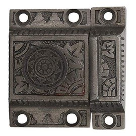 Set of 1 Iron Cabinet Latch, Latch for Cabinet Closet Kitchen Door with Windsor Knob Design, Handmade Antique Iron Finish, Antique Cabinet Latch