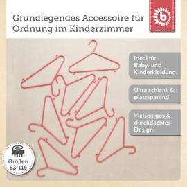 Bieco Children's Coat Hangers, Plain Colours, Packs of 8/16/32