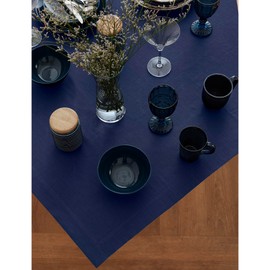 Solino Home Navy Linen Tablecloth 120" L x 60" W Inch - Fete, 100% Pure Linen Table Cloth for Rectangle Tables - Machine Washable Tablecloth for Wedding, Spring, Easter