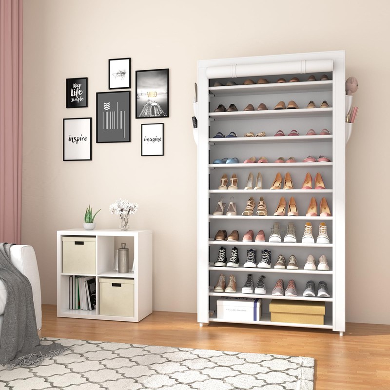 ROJASOP Shoe Rack with Covers 10 Tier Large Shoe Organizer