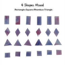 Stained Glass Mosaic Tiles 200g 230pcs Square Triangle Diamond Rectangle Shape Glass Pieces for Mosaic Making Projects (Purple)