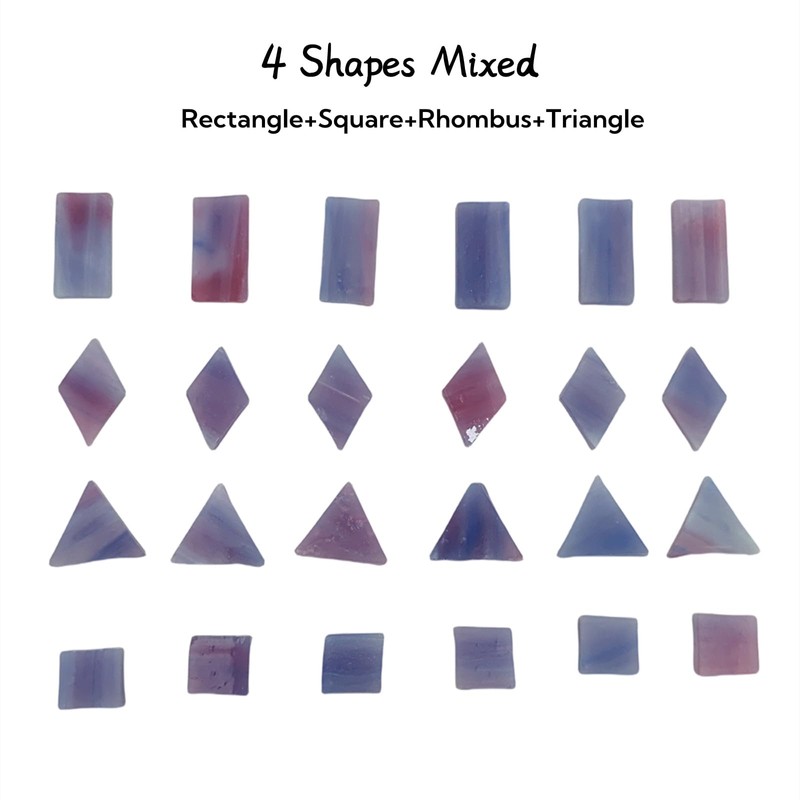 Stained Glass Mosaic Tiles 200g 230pcs Square Triangle Diamond Rectangle