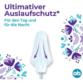 o.b. ExtraProtect Normal Tampons | Medium to Heavy Flow, Ultimate Leak Protection, Pack of 56