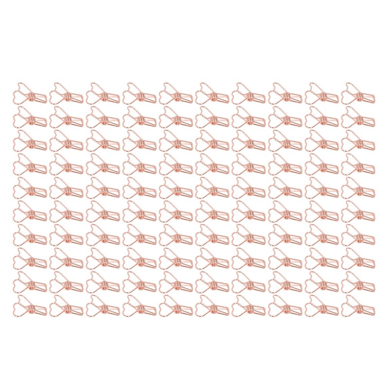 100 Pcs Binder Clips Hollow Heart Shape Strong Clamping Force
