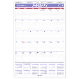 AT-A-GLANCE 2025 Erasable Calendar, Dry Erase Wall Planner, 15-1/2" x 22-3/4", Medium (PMLM032825)
