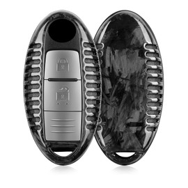 T-carbon Key Fob Cover with Key Chain Fits Infiniti Q40 Q50 Q60 Q70 QX50 QX60 QX80 EX35 FX35 FX45 G25 G35 G37 JX35 2015 Carbon Fiber Key Shell Fits Nissan Rogue Maxima Murano GTR Accessories