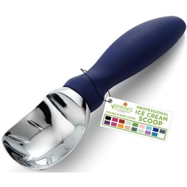 Spring Chef Ice Cream Scoop with Soft Grip Handle, Professional Heavy Duty Sturdy Scooper, Premium Kitchen Tool for Cookie Dough, Gelato, Sorbet, Sapphire