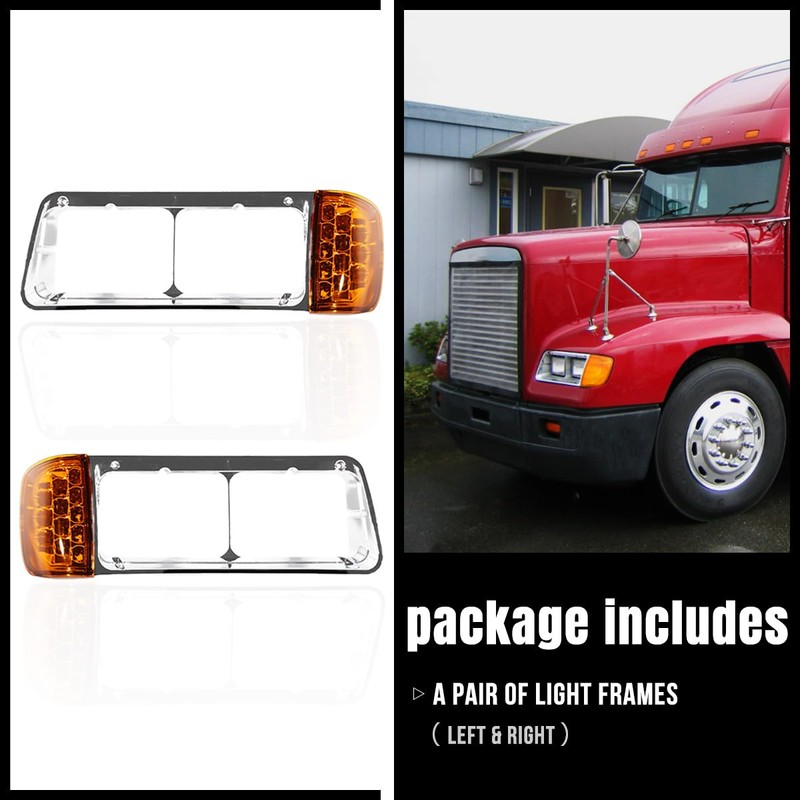 Headlight Bezel with LED Turn Signal Assembly Compatible With Freightliner