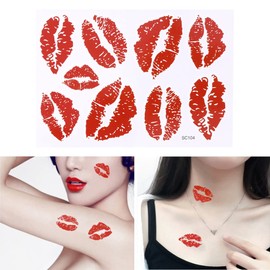 Beaupretty Red Lips Temporary Tattoo Stickers 6 Pieces Sugar Kisses Stickers Lip Stickers for DIY Decorating