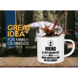 Flairy Land Hiking Camper Mug 12oz - Hiking Is Walking - Hiking Buddy Gift Hobby Outdoor Man Nature Travel Adventure Camping Backpacker