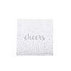 Pack of 20"Cheers" Celebrate Confetti Cocktail Size Paper Napkin Silver