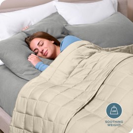 Bare Home Weighted Blanket Twin or Full Size 10lb (40" x 60") - All-Natural 100% Cotton - Premium Heavy Blanket Nontoxic Glass Beads (Sand, 40"x60")